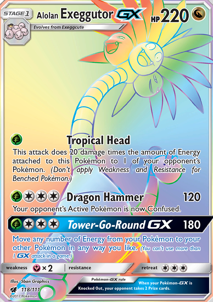Alolan Exeggutor GX - 118/111 - Secret Rare - Sun & Moon - Crimson Invasion - Near Mint